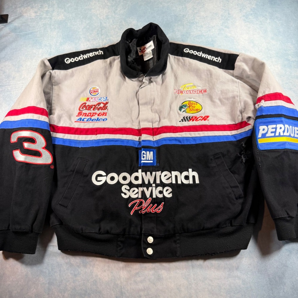 Chase Authentics NASCAR Jacket Mens XL Black Dale Earnhardt GM Goodwrench #3